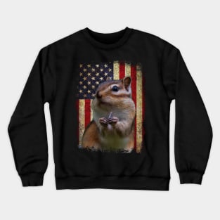 American Flag Chipmunk Whispers, Stylish Tee for Nature Lovers Crewneck Sweatshirt